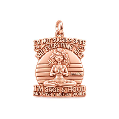 Sage and Hood Zen Charm Bracelet – Personalized Bestie Gift – rose gold 3 cm charm, front view