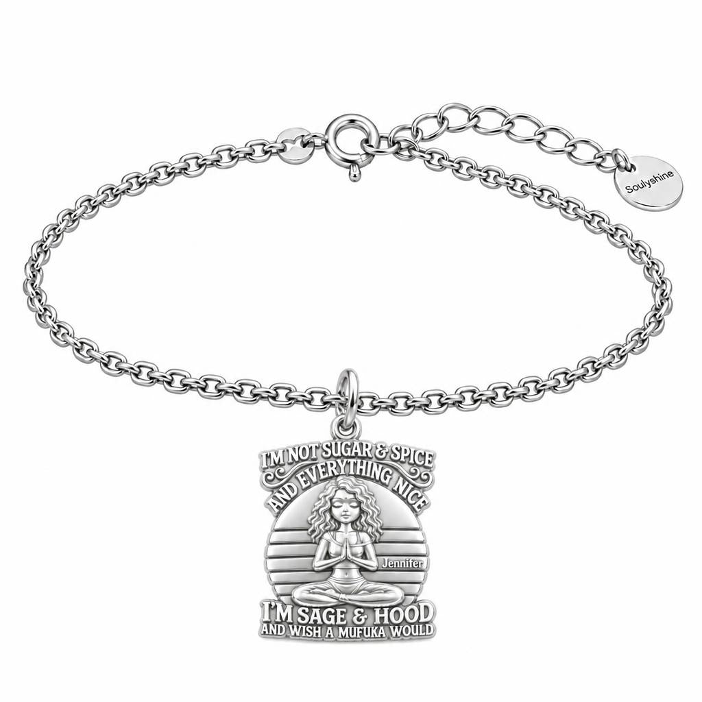 Sage and Hood Zen Charm Bracelet Set – silver, front view
