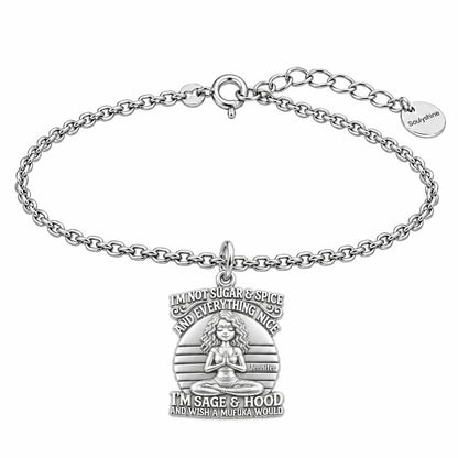 Sage and Hood Zen Charm Bracelet Set – silver, front view