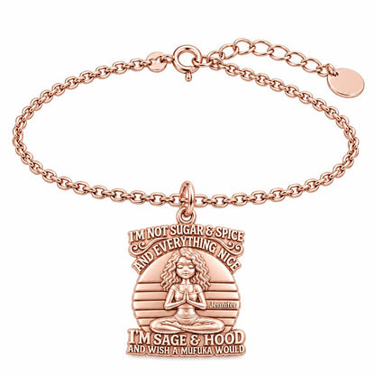 Sage and Hood Zen Charm Bracelet Set – rose gold, front view