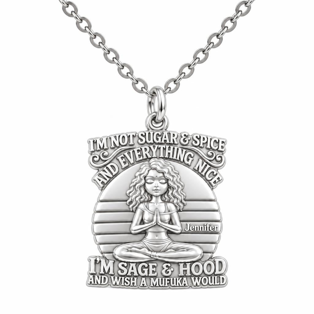 Sage and Hood Zen Charm Necklace Set – silver, front view