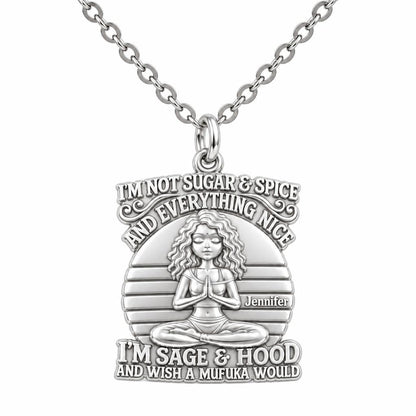 Sage and Hood Zen Charm Necklace Set – silver, front view