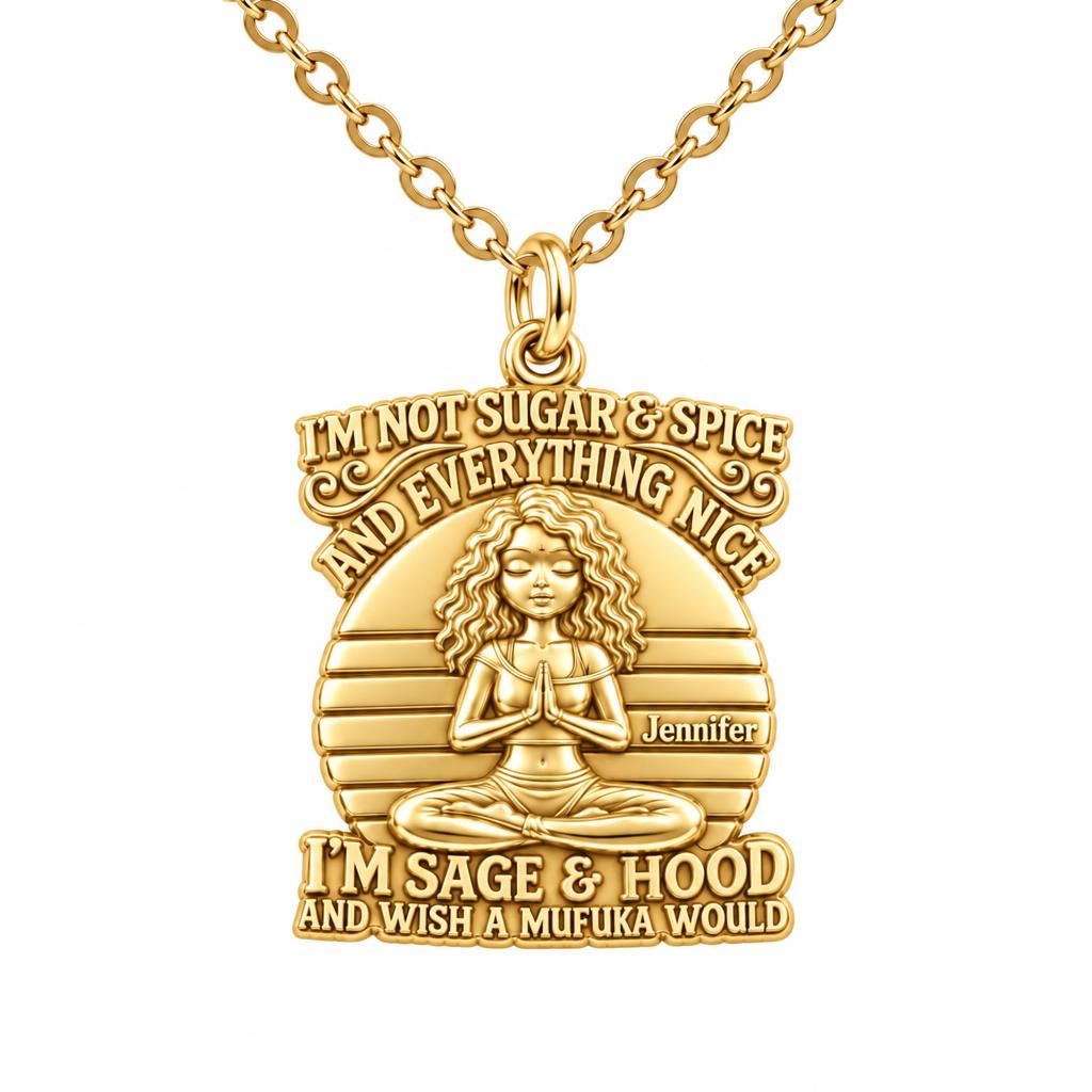 Sage and Hood Zen Charm Necklace Set – 18K gold, front view
