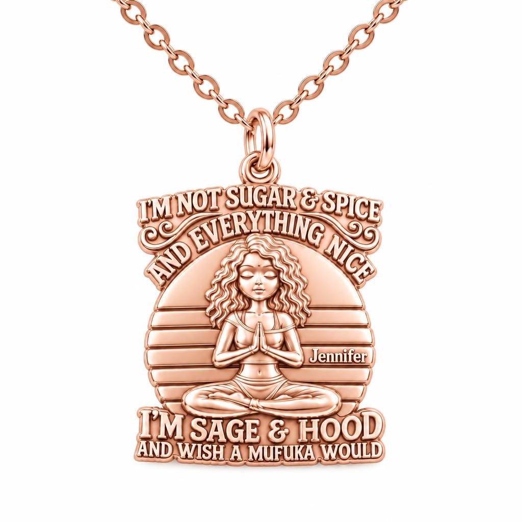 Sage and Hood Zen Charm Necklace Set – rose gold, front view