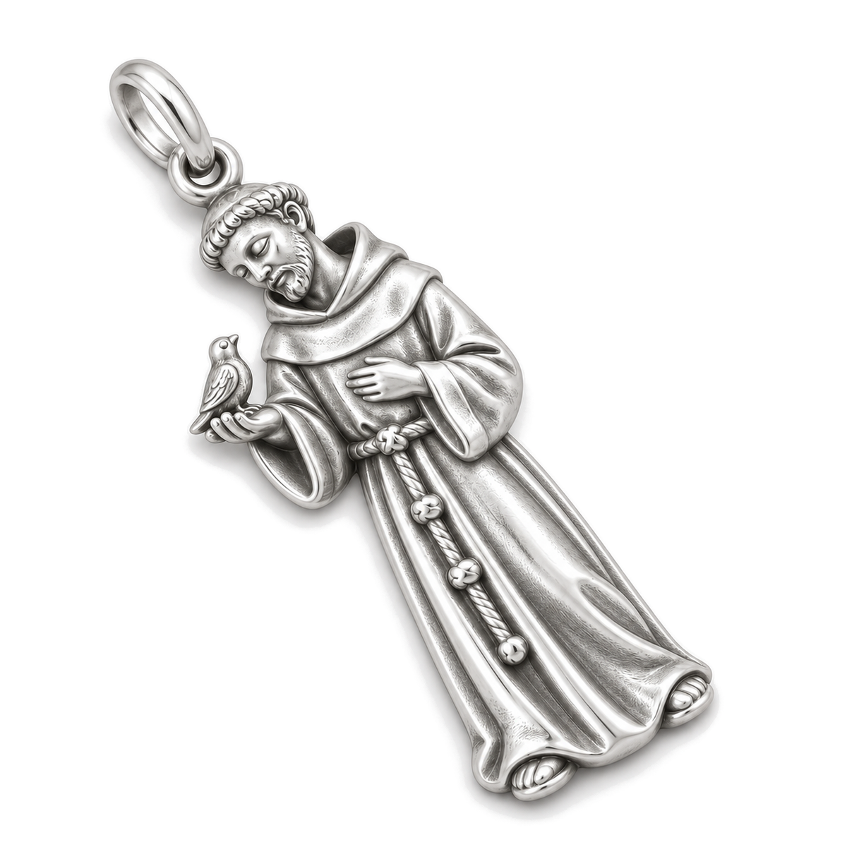 Saint Francis Charm — Silver Super Macro | charm-topics-remaining-444-2026-09-14 | topic-054