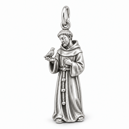 Saint Francis Charm — Silver | charm-topics-remaining-444-2026-09-14 | topic-054