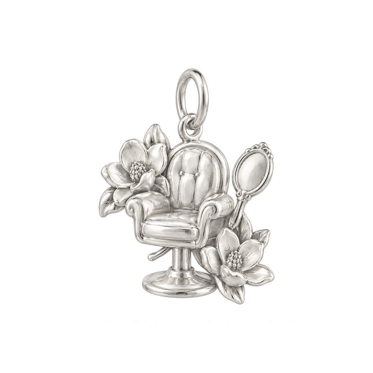 Salon Chair and Flowers Charm — Silver — 50-works-silver-20260916-109