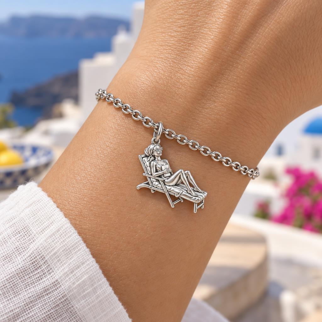 Santorini Terrace Escape Charm Bracelet Set – worn / in use