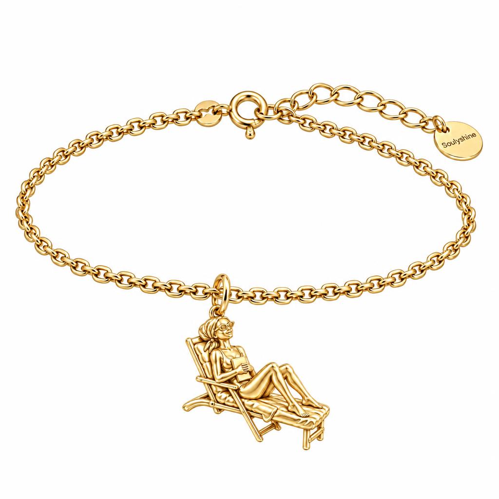 Santorini Terrace Escape Charm Bracelet Set – 18K gold, front view