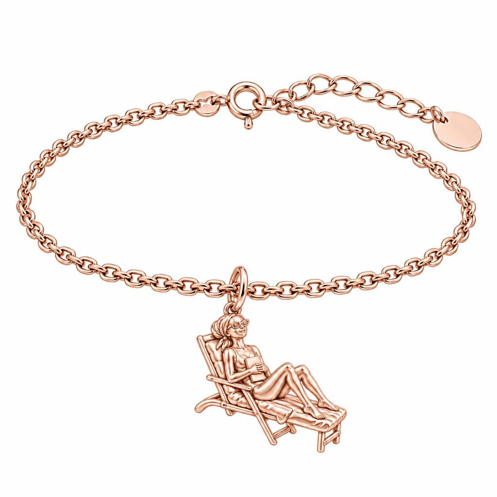 Santorini Terrace Escape Charm Bracelet Set – rose gold, front view