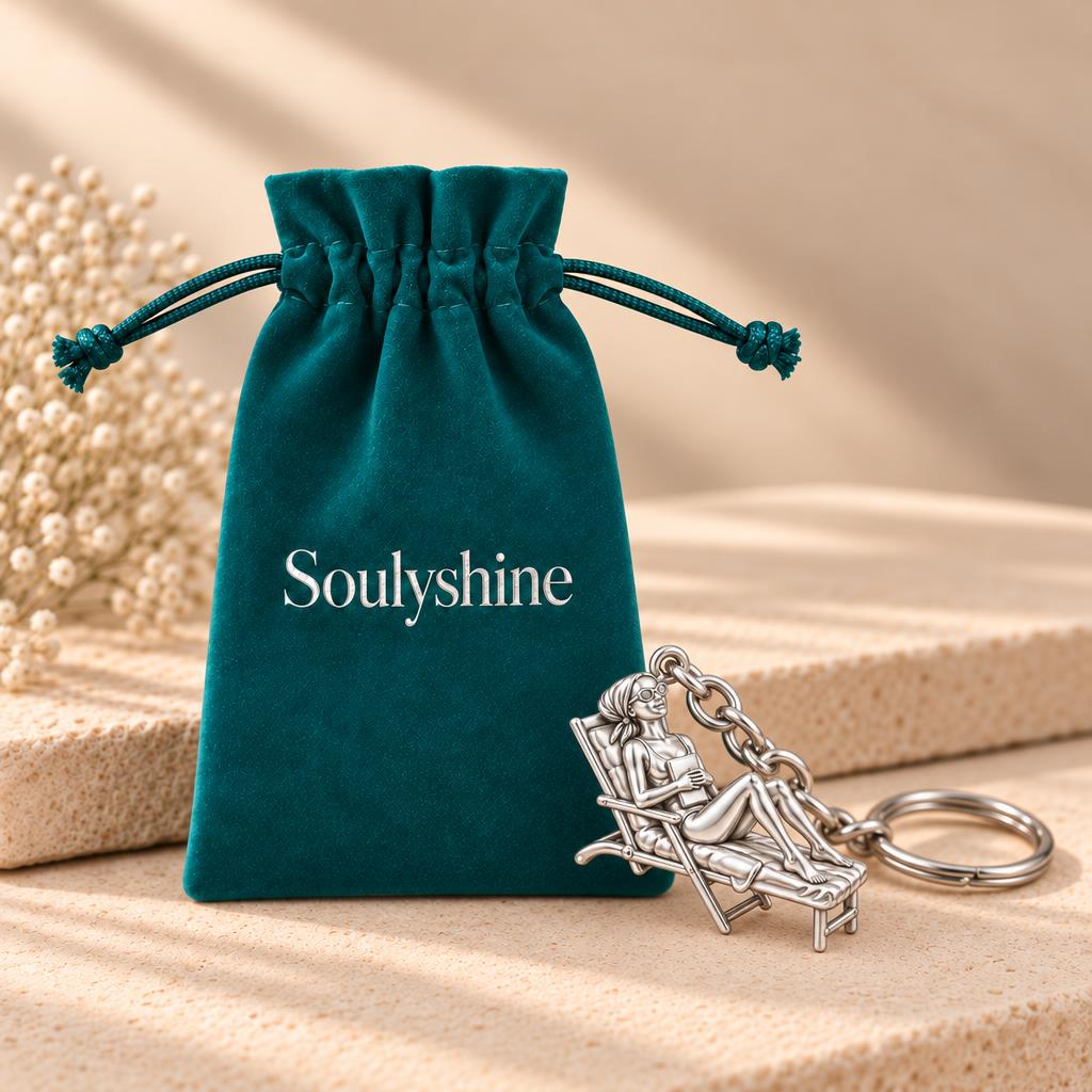 Santorini Terrace Escape Charm Keychain – Soulyshine velvet gift pouch