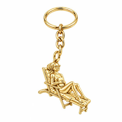 Santorini Terrace Escape Charm Keychain – 18K gold, front view