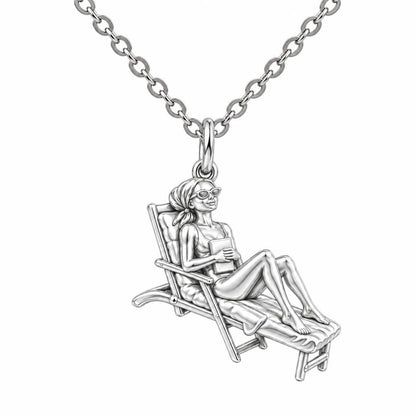 Santorini Terrace Escape Charm Necklace Set – silver, front view