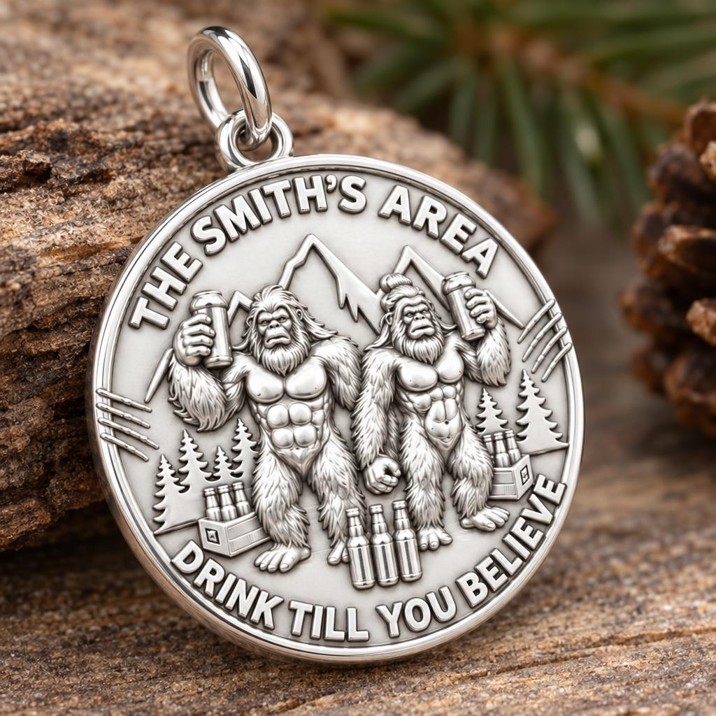 Sasquatch Cheers Charm Bracelet – Personalized Couple Gift – macro detail of the charm