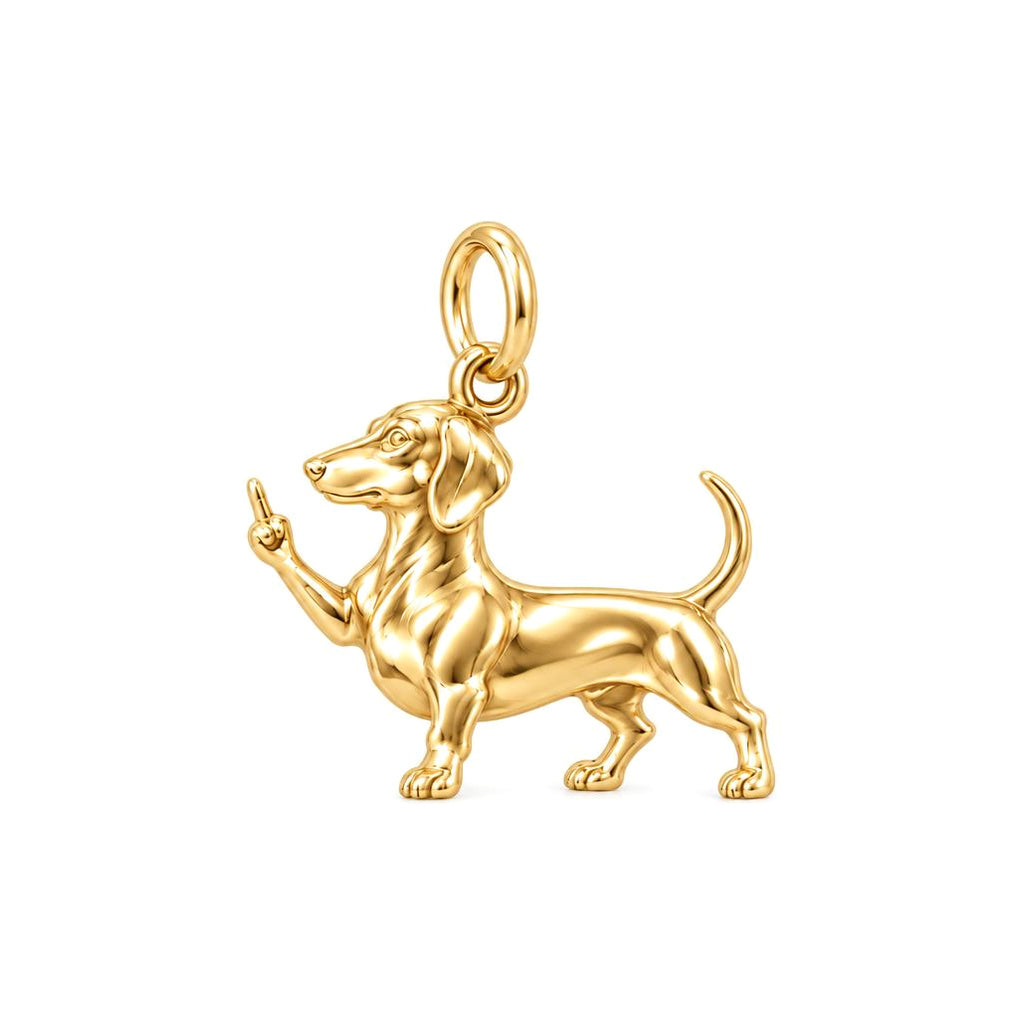 Sassy Dachshund Charm Bracelet – Personalized Dog Mom Gift – 18K gold charm, front view