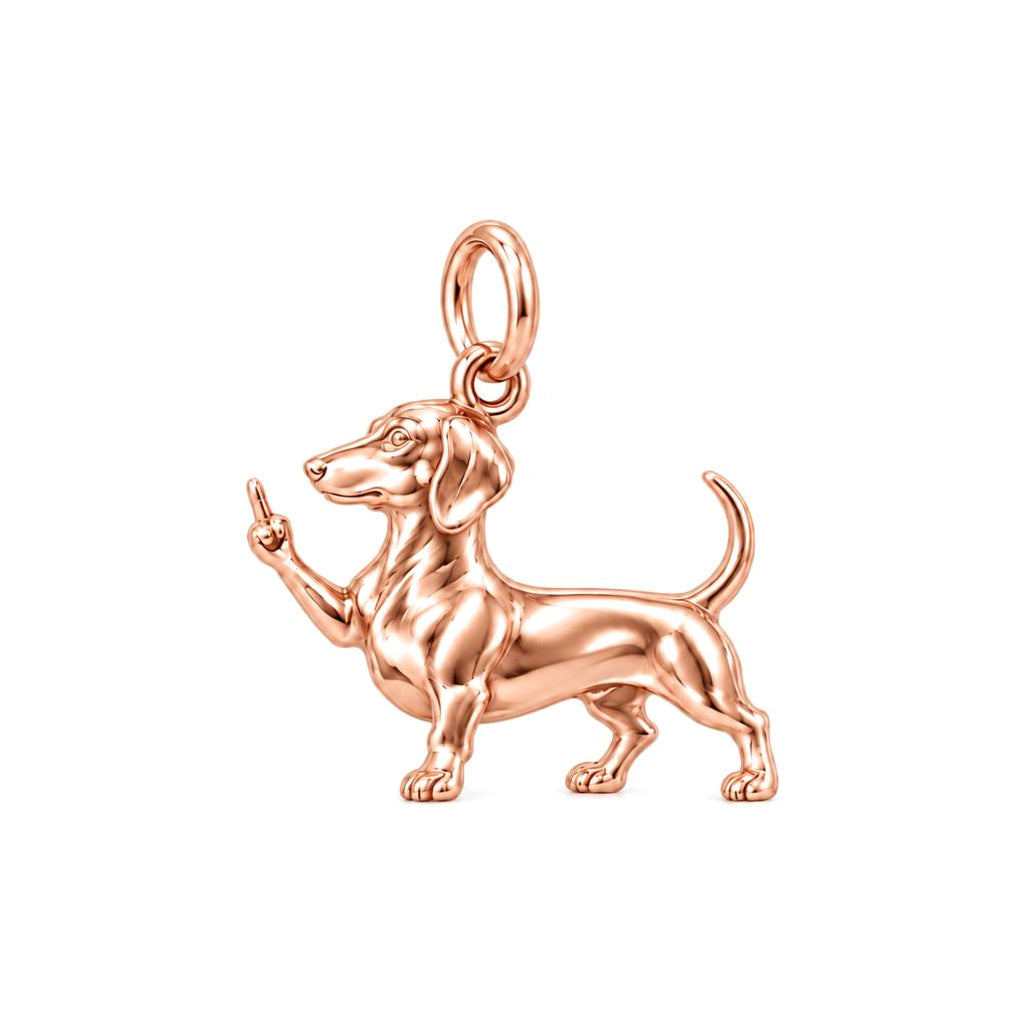 Sassy Dachshund Charm Bracelet – Personalized Dog Mom Gift – rose gold charm, front view