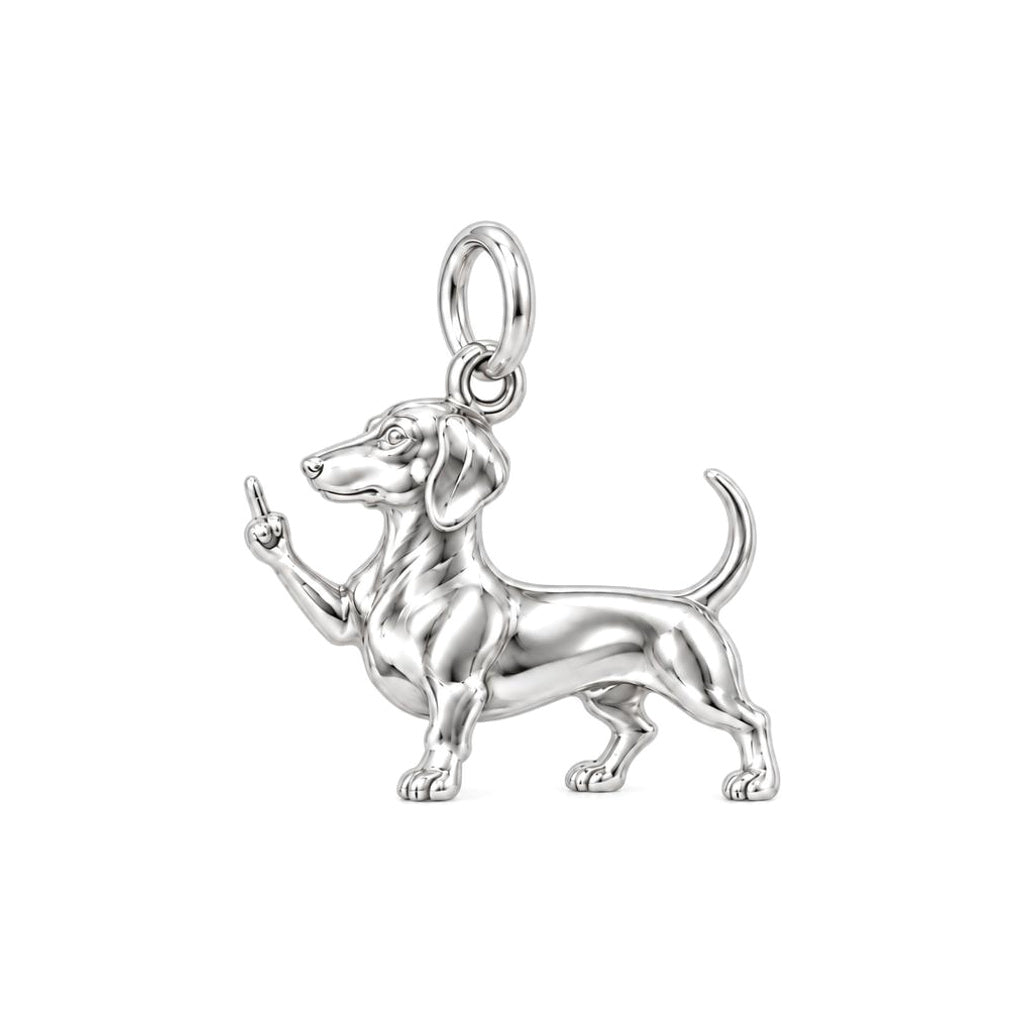 Sassy Dachshund Middle Finger Charm and Polyester Cord Bracelet Set