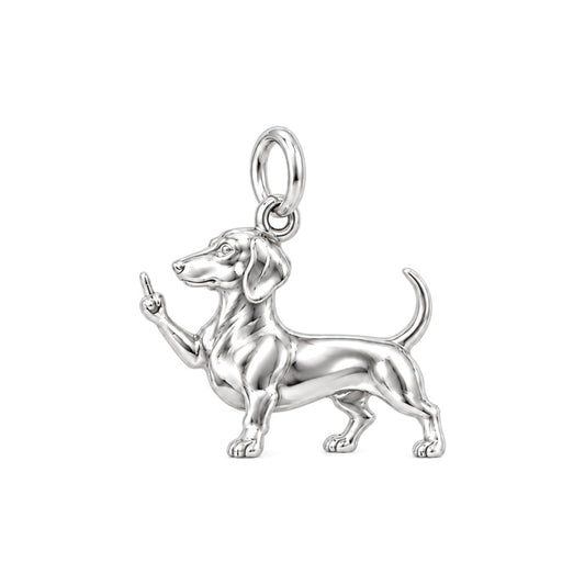 Sassy Dachshund Middle Finger Charm and Polyester Cord Bracelet Set