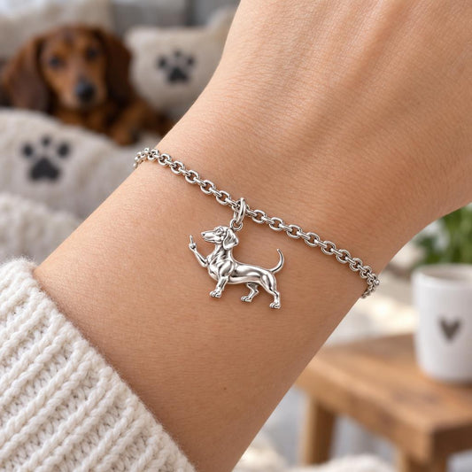 Sassy Dachshund Sassing Back Charm Bracelet Set – worn / in use