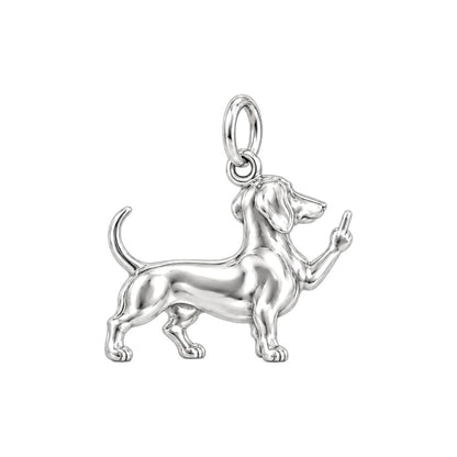 Sassy Dachshund Sassing Back Charm Keychain – back of the charm, engraving area