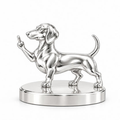 Sassy Dachshund Sassing Back Keepsake Plaque – silver, front view