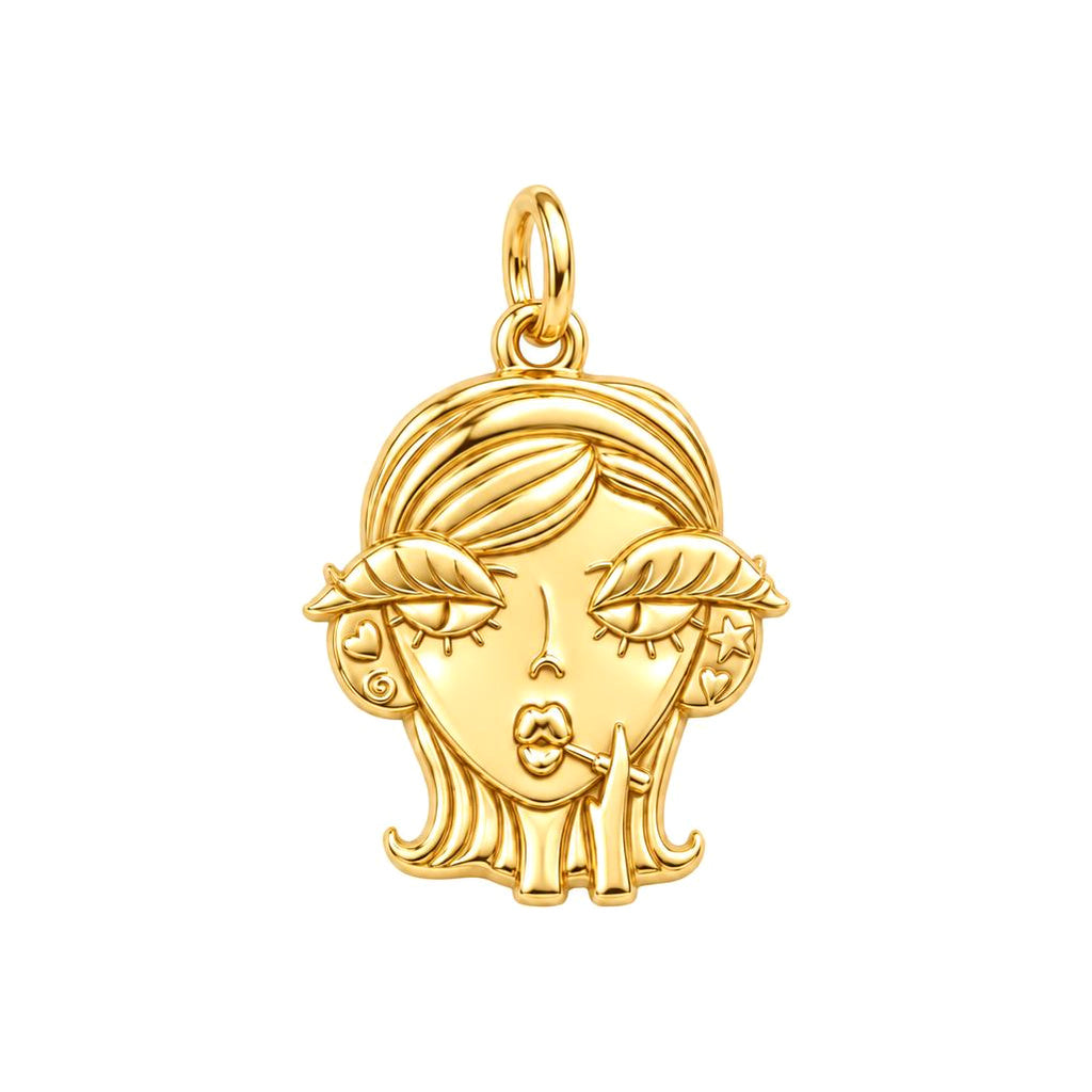 Sassy Girl Silver Charm – Bold Attitude, Iconic Style – 18K gold charm, front view