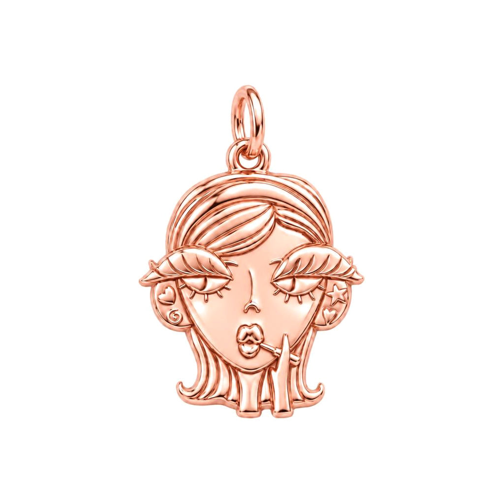 Sassy Girl Silver Charm – Bold Attitude, Iconic Style – rose gold charm, front view