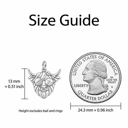 Sassy Highland Cow Charm Bracelet – Personalized Mom Gift – size guide, 13 mm charm next to a quarter