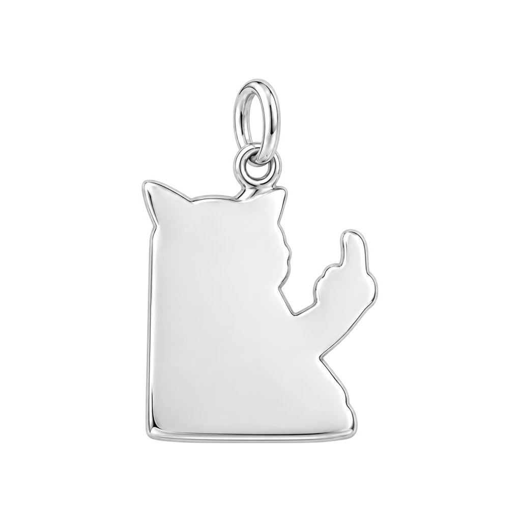 Sassy Hissing Cat Charm Keychain – back of the charm, engraving area