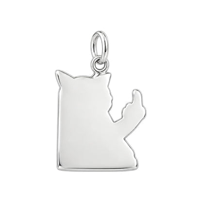 Sassy Hissing Cat Charm Keychain – back of the charm, engraving area