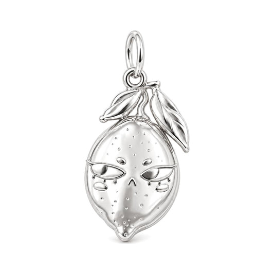 Sassy Lemon Face Charm Bracelet – Personalized Bestie Gift – silver charm, front view