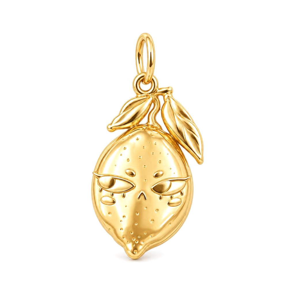Sassy Lemon Face Charm Bracelet – Personalized Bestie Gift – 18K gold charm, front view
