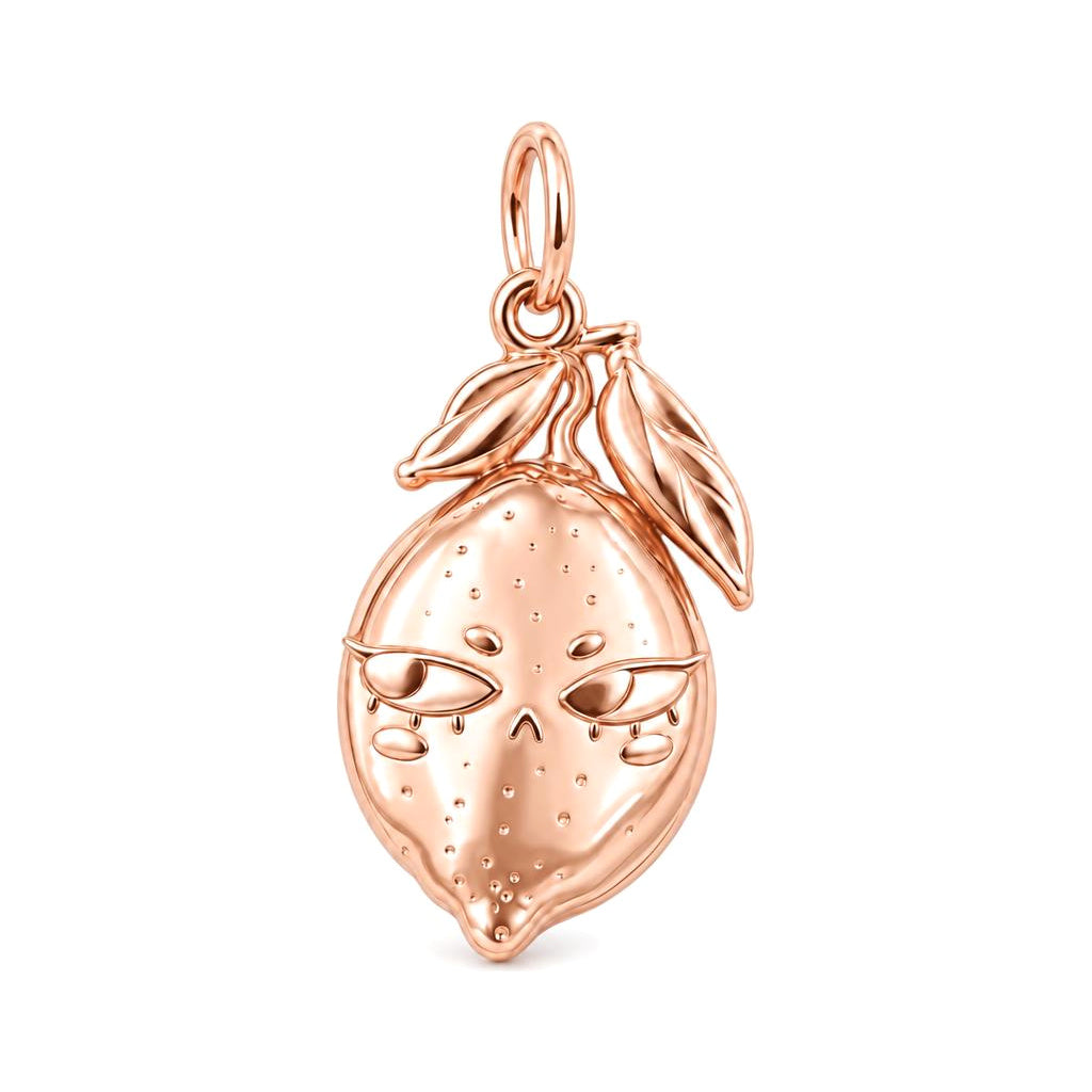 Sassy Lemon Face Charm Bracelet – Personalized Bestie Gift – rose gold charm, front view