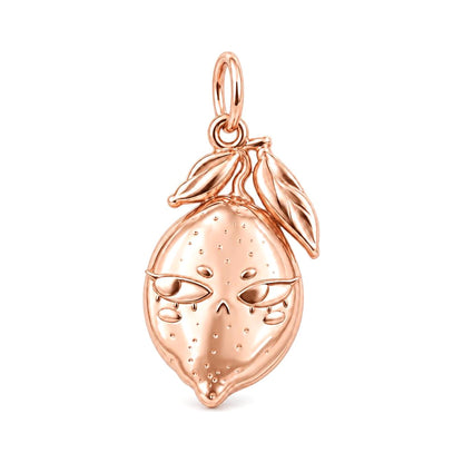 Sassy Lemon Face Charm Bracelet – Personalized Bestie Gift – rose gold charm, front view