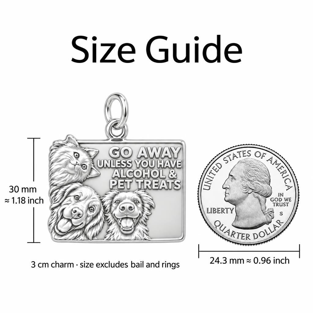 Sassy Pet Retreat Charm Bracelet – Personalized Dog Mom Gift – size guide, 3 cm charm next to a quarter