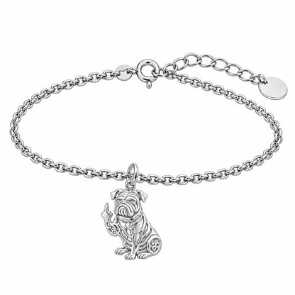 Sassy Pug Attitude Charm Bracelet Set – silver, front view