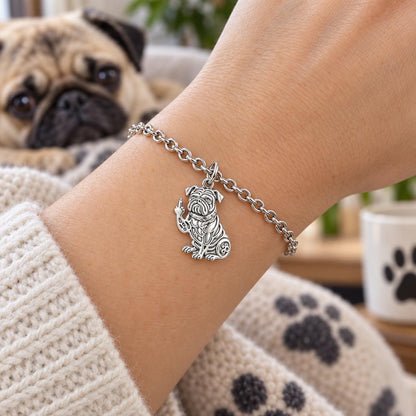 Sassy Pug Attitude Charm Bracelet Set – worn / in use