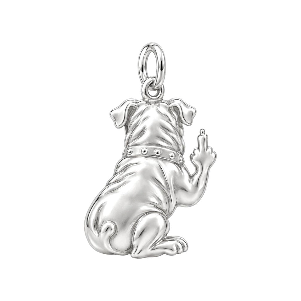 Sassy Pug Attitude Charm Keychain – back of the charm, engraving area