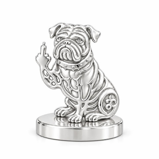 Sassy Pug Attitude Keepsake Plaque – silver, front view