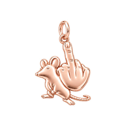 Sassy Rebellious Mouse Charm Bracelet – Personalized Bestie Gift – rose gold charm, front view