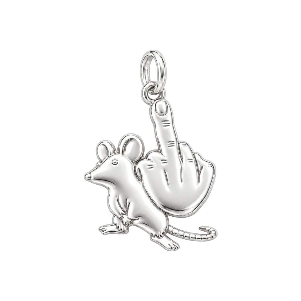 Sassy Rebellious Mouse Charm Bracelet – Personalized Bestie Gift – silver charm, front view
