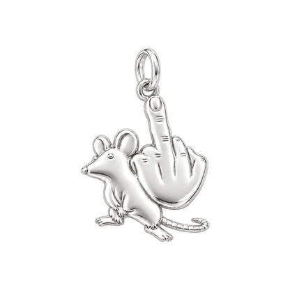 Sassy Rebellious Mouse Charm Bracelet – Personalized Bestie Gift – silver charm, front view