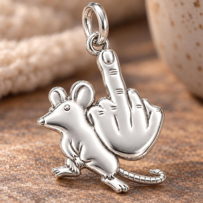 Sassy Rebellious Mouse Charm Bracelet – Personalized Bestie Gift – macro detail of the charm