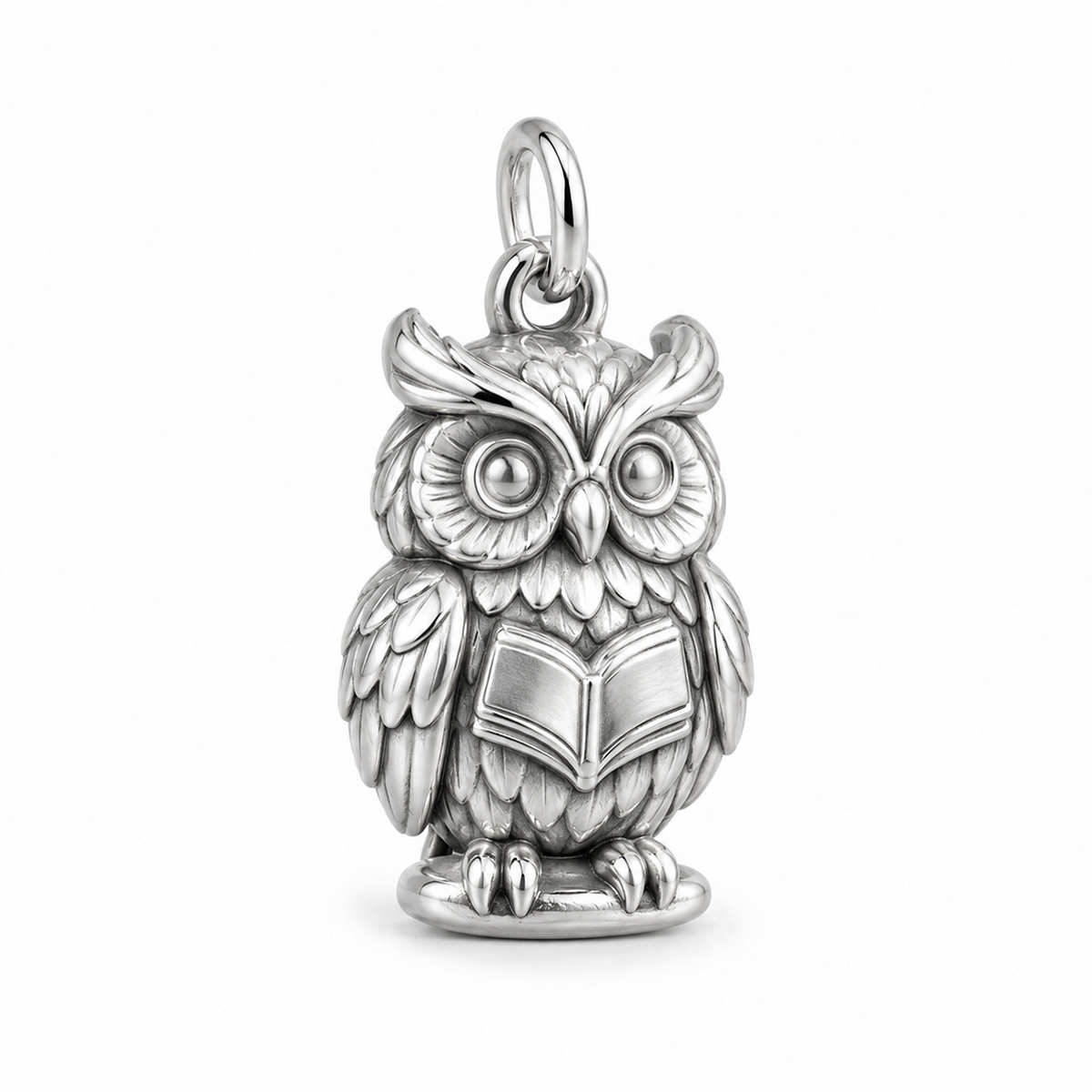 Scholarly Owl Charm — Silver | charm-topics-remaining-444-2026-09-14 | topic-415