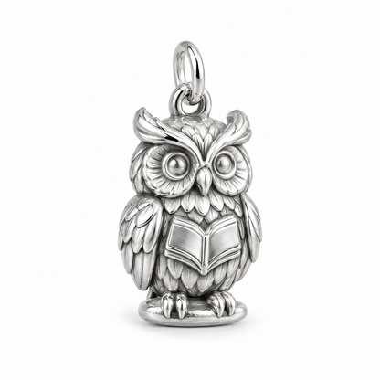 Scholarly Owl Charm — Silver | charm-topics-remaining-444-2026-09-14 | topic-415