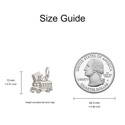 School Bus and Notebook Charm — Size Guide — 13 mm body excluding bail and rings — 50-works-silver-20260916-160