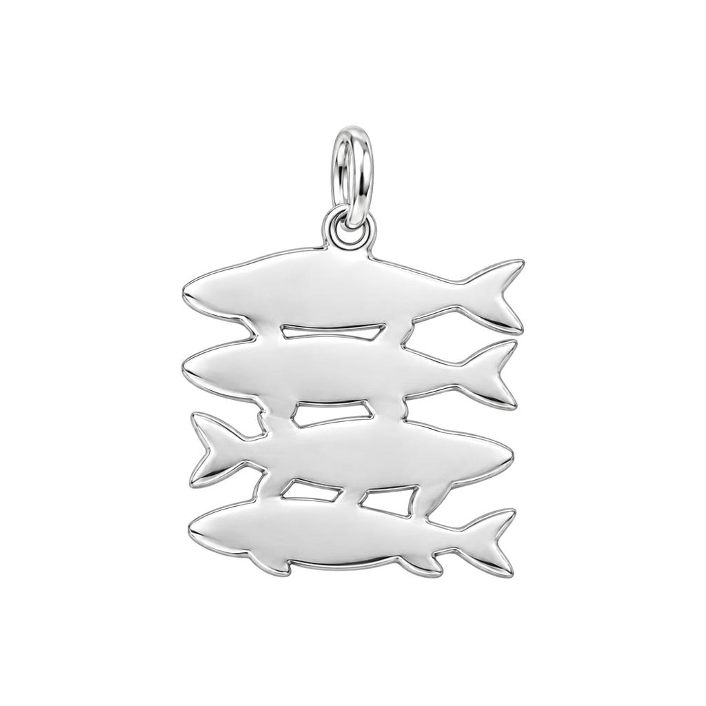 School of Four Fish Charm Bracelet – Personalized Mom Gift – back of the charm, engraving area