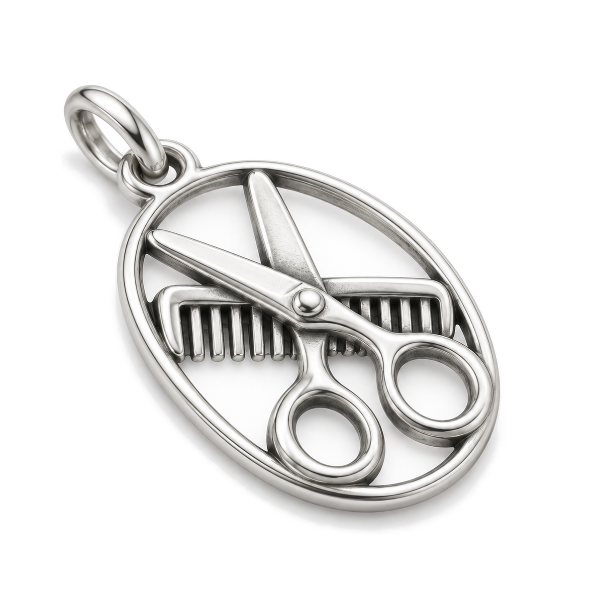 Scissors & Comb Charm — Silver Super Macro | charm-topics-remaining-444-2026-09-14 | topic-257