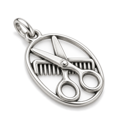 Scissors & Comb Charm — Silver Super Macro | charm-topics-remaining-444-2026-09-14 | topic-257