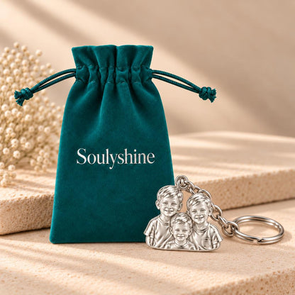 Sculpted Children Portrait Charm Keychain – Soulyshine velvet gift pouch